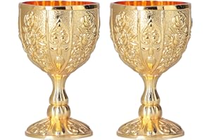 JOPWKUIN Coupe calice verre a pied doré 30 ml 2PCS Tasses en métal avec des motifs 3D bien détaillés Largement applicable Style Européen Or Nouveauté romantique Verres à Copas de vino