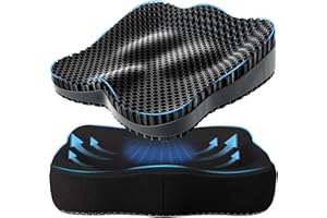 Tsmertor Gel Seat Cushion for Office Chair, Car Seat Cushion Chiar Ergonomic Anti-Slip Gel Non-Slip Seat Back Butt Support Cushion, Tailbone, Sciatica Long Sitting Tailbone Pain Relief