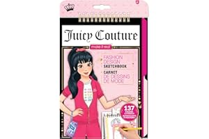 Make It Real Juicy Couture - Cuaderno de bocetos con plantillas y calcomanías para creatividad, kit de diseño de moda para niños, regalos para niñas