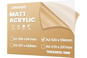 Langaelex Acrylglas Platte Frost Hell 3 mm, DIN A2 (420 x 594 mm) Milchglas Acrylplatte für Laserschneiden, Willkommensschild Hochzeit, Glasersatz