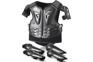 YEESPORT Gilet Protection Moto Enfant avec Coudières et Genouillères, Armure Motocross Jeune Piloté Réglable pour Dirt Bike, Vélo, Skate et Trottinette, Équipement Moto Cross Enfant