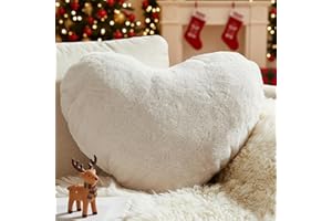 Yhoelata Cuscino Cuore, Beige Chiaro Cuscino a Forma di Cuore, Peluche Cuore Cuscini Decorativi, Grande Cuscini per Divano, Cuscini Bambini Cuscino Letto, 37 * 47cm