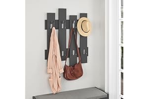 HOCUS PICUS | Wandmontierte Garderobe mit 8 Haken | Kleiderbügel Rack für Flur, Schlafzimmer & Büro | Unsichtbares Befestigungssystem | 81 x 64 cm | Anthrazit Grau