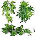 Fishtank Ornament Green Leaves,ERKOON Artificial Plastic Plant 3 Pieces Set Reptile Habitat and Aquarium Fish Terrarium and Home Aquarium Decor