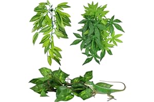 Fishtank Ornament Green Leaves,ERKOON Artificial Plastic Plant 3 Pieces Set Reptile Habitat and Aquarium Fish Terrarium and Home Aquarium Decor