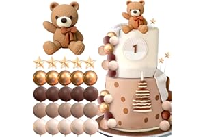 ROARING GOOD TIME Bear Cake Decoration Beige Brown Balls Cake Topper Boho Bears Cake Decoration Baby Shower Birthday Cake Decorations