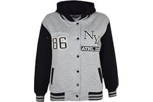 A2Z 4 Kids Enfants Filles Garcons Unisexe Baseball NY ATHLATIC Encapuchonné Veste Varsity Sweat À Capuche Âge 5-13 Ans