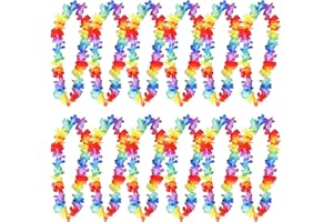 REDSTAR 12 x Hawaiian Garland Flower Lei Necklace Hawaiian Leis - Hawaiian Party Decorations or Hawaiian Fancy Dress - Tropical Party Decorations Hawaiian Garlands Flower Garland Hawaiian Decorations