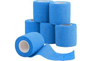 6 Pack Self Adhesive Bandage Wrap, SAREAL 5cm x 4.5m Athletic Wrap Self Adhesive,Vet Wrap,Tattoo Grip Tape,Sports Tape Bulk for First Aid Supplies and Wrist Sprains Protection