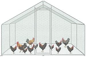 Lospitch Gallinero de 3 x 2 x 2 m, recinto exterior XL con cerradura, acero galvanizado, para animales pequeños, para aves de corral, jaula de pájaros, jaula para animales pequeños