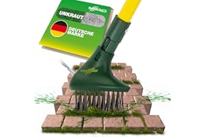 ‎GARDI REX GardiREX Fugenbürste mit Teleskopstiel Ausziehbar 146 cm - Freischneider - Gartenarbeit Fugenkratzer - Unkrautkratzer mit Metallsporn - Unkrautbürste zum Beseitigen von Gras und Moos aus Platten-Fugen