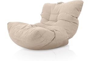 Aiire Fauteuil Pouf Salon Moderne - Pouffe Géant Interieur Adulte ou Ado avec Remplissage pour Décoration de la Chambre – Gros Bean Bag XXL ou Coussin de Sol Beige