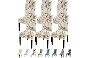 SearchI Dining Chair Covers, Set of 6 Stretch Removable Washable Chair Slipcovers,Chairs Protective Cover for Dining Room Kitchen Living Room Home Decor(Flower8#,6 Pack)
