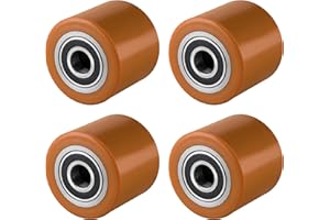 ‎OSWALD TRANSPORTGERÄTE 4 Stück Hubwagenrollen Polyurethan 80 x 70 mm, Achse 20 mm inkl Kugellager braun