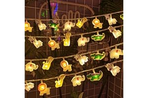 ENLACE Łańcuch świetlny LED z motywami zwierzęcymi, 1,5 m, 10 światełek, zasilanie bateryjne, akrylowe figurki safari, zwierzęta