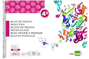 LIDERPAPEL Bloc de papier LED Musique Pentagramme 3mm Folio Paysage 20 Feuilles 100G/M2 4mm