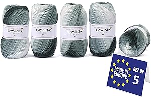 LAWINIA COLORISH Luxury Rainbow Yarn DK, Rainbow Wool for Knitting, Pack of 5 Each 100g - 350m 100% Acrylic DK Knitting Yarn, Paintbox Yarn, Pastel Wool, Multicoloured Wool, Gradient Yarn, Ombre Yarn