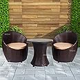 BRISHI Garden Patio Seating Chair and Table Set Outdoor Balcony Garden Coffee Table Set Furniture and 2 Chairs 1 Table Set with Cushion (Dark Brown)