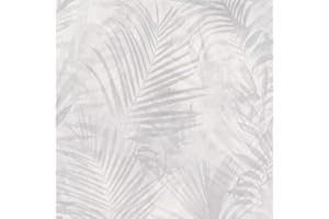 BRICOFLOR Carta da parati tnt (tessuto non tessuto) foglie palme Beige Grigio Bianco 374115 37411-5 A.S. Création Neue Bude 2.0 Edition 2 | Beige/Grigio/Bianco | Rotolo (10,05 x 0,53 m) = 5,33 m²