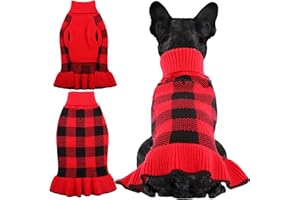 Hjyokuso Cane Maglione Maglione di Natale, Cane Gatto Morbido Pullover di Maglieria Vestiti, Inverno Caldo Cane Cappotto Maglione Giacca, per cani domestici piccoli, medi e grandi - Rosso, XS