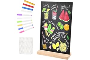 Bouiexye 1 Stück 8.1 x 12 Zoll Kreidetafelschilder mit Ständer für Tische kleine Kreidetafelschilder mit Holzsockel für Heimdekorationen Café Restaurant Küche Hochzeitsfeier