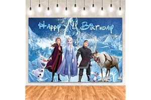 WIRHAUT Froz en Birthday Party Backdrop, Frozen Backdrop Party Supplies Background Photography, El Photo Decorations Happy Birthday Banner Decorations for Kids (5x3ft)