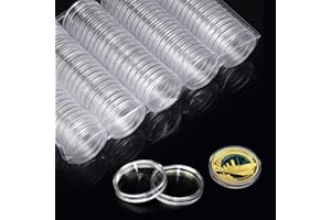 WTUGJEP 200 Piezas Cápsulas de Monedas 25mm Plástico Colección de Monedas Transparente Funda de Moneda Redondo con Caja de Almacenamiento para Colección de Monedas