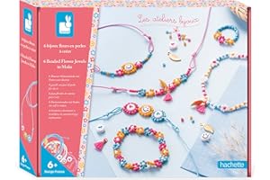 Janod - Coffret 6 Bijoux Fleurs à Créer en Perles de Rocaille - Les Ateliers Bijoux - Kit Loisir Créatif Enfant - Apprentissage Motricité Fine et Créativité - Dès 6 ans - J07998