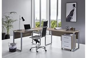 BMG MÖBEL Arbeitszimmer Büromöbel komplett Set Office Edition (Schreibtisch mit Rolli)