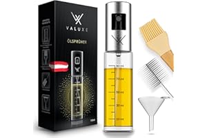 VALUXE® Ölsprüher - Das ORIGINAL - Extrem präzise Öl-Sprühflasche aus Edelstahl und Glas - Multifunktionaler Öl-Spray - Coole Küchen Gadgets für Speiseöl - Oil Spray zum Kochen