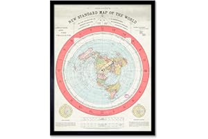 ARTERY8 Map Gleason 1892 World Time Calculator Flat Earth Art Print Framed Poster Wall Decor 12x16 inch