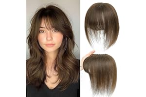 SIVOTATO Human Hair Toppers for Women with Fringe 10 Inch Real HairPieces-360°3D Bangs for Thinning Hair Topper Swiss Base Medium Brown（4#）