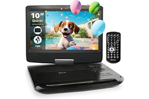 Denver MT-1097, bärbar DVD-spelare med 10" roterande skärm, USB, SD-kort, 2 h batteritid