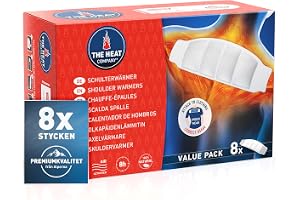 THE HEAT COMPANY Värmeföretaget axelvärmare – 8 delar – extra varm – självhäftande – halsvärmare – 8 timmars trevlig värme – omedelbar värme – luftaktiverad – helt naturlig
