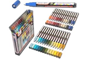 TOOLI-ART Lot de 28 marqueurs de peinture acrylique à pointe extra fine de 0,7 mm, pour peinture sur pierre, verre, bois, métal, toile - Couleurs Sud-Ouest - Non toxiques, à base d'eau, séchage rapide