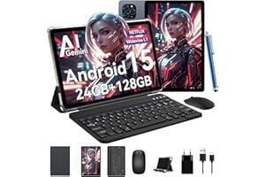 TABWEE Tablet 11 Pulgadas, Tablets Android 15, 24GB RAM+128GB ROM (2TB TF), Octa-Core 2.0Ghz, Tableta PC Widevine L1, Gemini AI, 8000mAh, 5G WiFi, 13MP+5MP, BT 5.0/GPS/3.5mm Jack, Tableta con Teclado