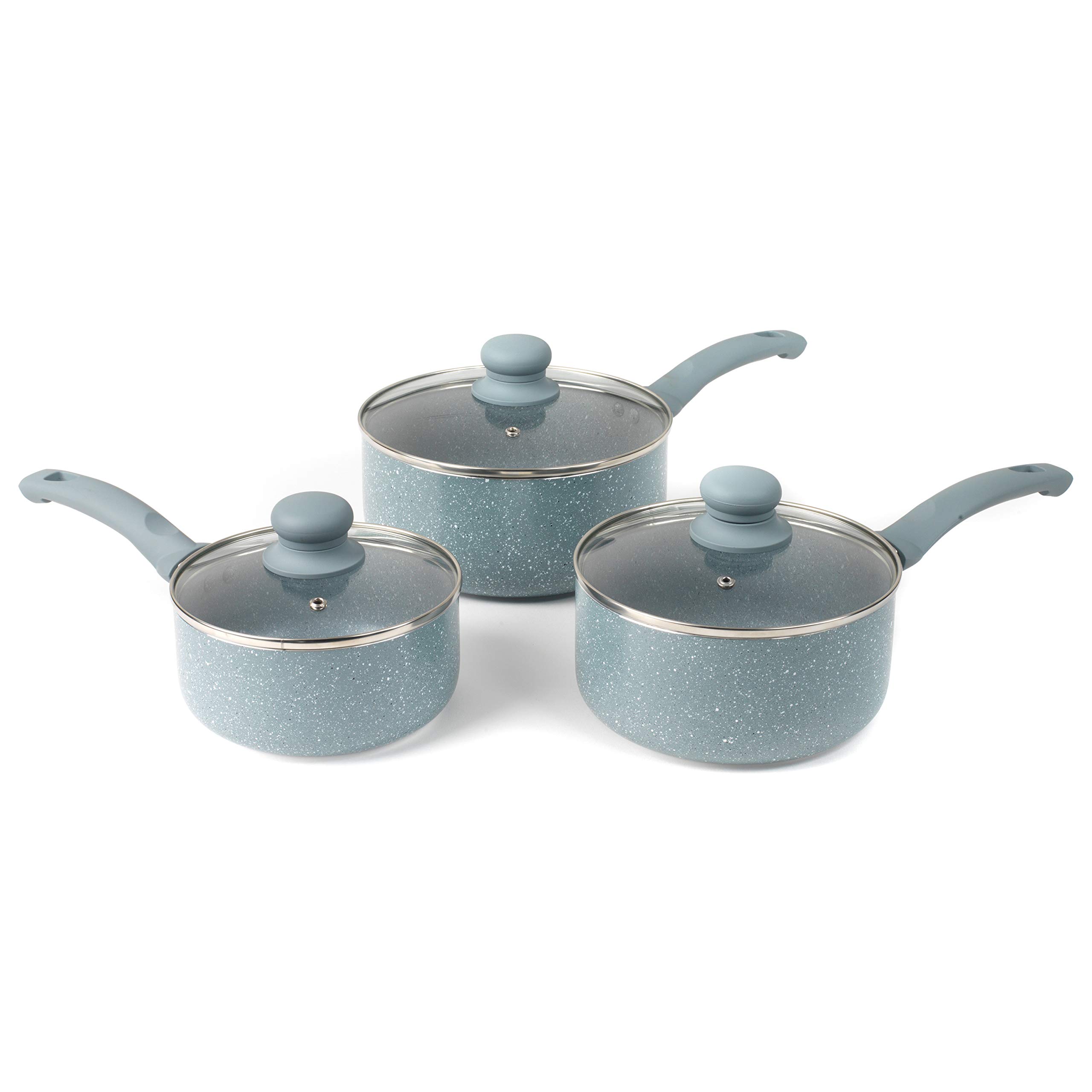 Russell Hobbs BW03721DB Stone Collection 3 Piece Saucepan Set, 16/18/20 cm, Daybreak