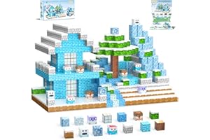 JauniQ 100 sztuk Magnetyczne klocki konstrukcyjne, zestaw światowy Build Mine Mine, STEM Montessori Zappelwürfel, mrożona zabawka dla dzieci wiek 6+ zamek księżniczki, prezenty na Boże Narodzenie