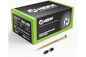 Heifix Multi-Purpose Wood Screws Pozi Double Countersunk - FREE Screw Bit Included (QTY 100, 5mm x 80mm)