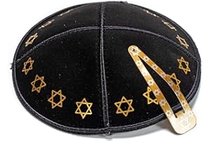 JL KIPPHA'S Cuir noir et or Kippa Kippa juive Yamaka Kippa Israël Cap Judaica