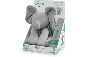 FLAPPY L'ÉLÉPHANT – GUND – Peluche Interactive pour Bébé – Bouge, Parle et Chante en Français pour l'Éveil de Votre Enfant – Peluche Éléphant Taille 30 cm – 6054176 – Jouet Bébé 10 Mois et +