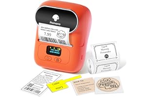 Phomemo M110 Stampante Etichette Adesive Bluetooth, etichettatrice etichette adesive Tampante Del Codice A Barre Per Abbigliamento, Gioielli,Vendita Al Dettaglio,Compatibile Con Android&Ios, Arancione