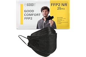 Good Mask Co. Good Comfort Adult FFP2 Face Masks, Disposable and Comfortable Face Masks (25pcs, Black)
