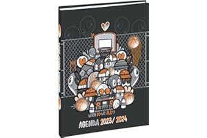 Exacompta - 1806226E - Agenda Journalier Forum Bishop Parigo - 12,5 x 17,5 cm - Août 2023 à juillet 2024 - Visuel Basket