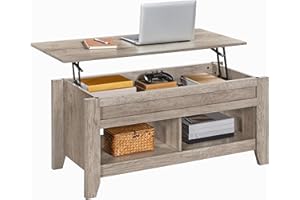 Yaheetech Tavolino da Caffè Sollevabile Tavolo da Soggiorno Elevabile Tavolino Basso da Salotto 104,5 x 49,5 x 49-62 cm Tavolino da Divano Portaoggetti con Ripiano Spazioso Grigio