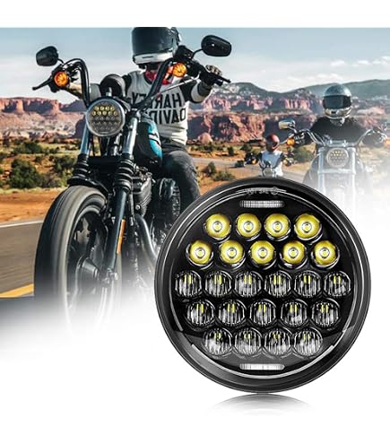 5.75” LED Projector Headlight For Harley Davidson Iron 883 & Sportster 1200 – Black Housing With Halo
