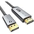 WARRKY 4K Displayport a HDMI Cable, Cable Displayport a HDMI [Nylon Trenzado, Conector Chapado en Oro] para Lenovo, Dell, ASU