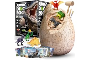 Byncceh Grand Oeuf Dinosaure, Kit d'œufs Dinosaure Jouet pour Enfants, Comprend 14 Dinosaures Fossiles Archéologiques STEM Jouets Montessori pour Enfants 6 Ans