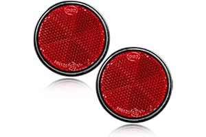 DARKGUARD 2xCatarifrangente Rotondi Rosso Ø60 mm Omologati, Rosso Catarifrangenti Autoadesiva Posteriore Rimorchio per Recinzione Cancelli Caravan Macchine （Rosso-Rotondi-Autoadesivo-2Pezzi）