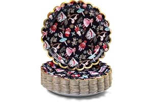 Confettiville Christmas Paper Plates, 50-Count Disposable Christmas Party Supplies, The Nutcracker, Gold Foil Scalloped Edge, 22.86 Centimetres